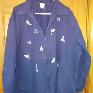 Bon Worth Navy Embroidered Nautical Motif Jacket
